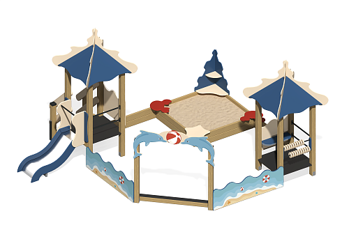 Песочный дворик “Коралл” с горкой